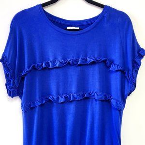 Maurices Large Royal Blue Tee with Ruffles